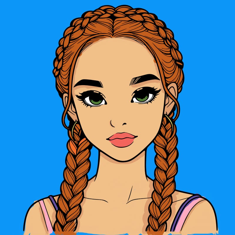 realistic girl with braids