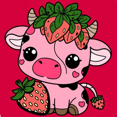 cute strawberry cow