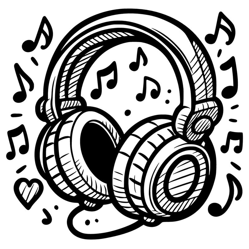 headphones with music notes