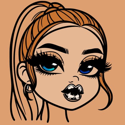 a baddie girl whith glossy and shiny lips whith baddie makeup