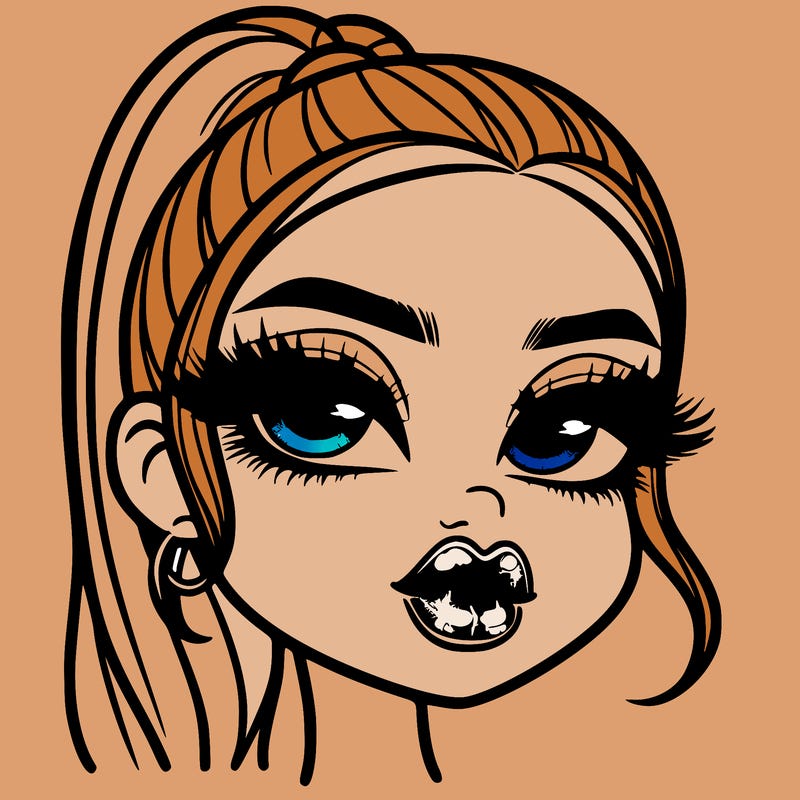 a baddie girl whith glossy and shiny lips whith baddie makeup