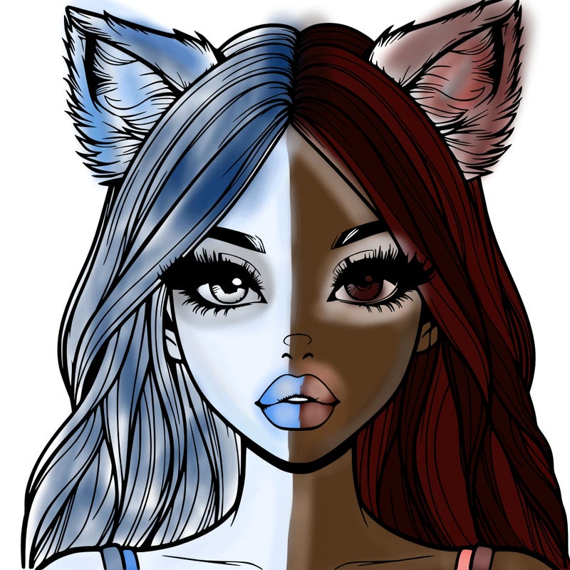 realistic girl with fox ears and realistic lips