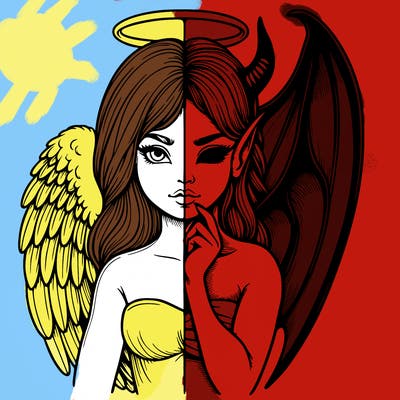 realistic angel half demon