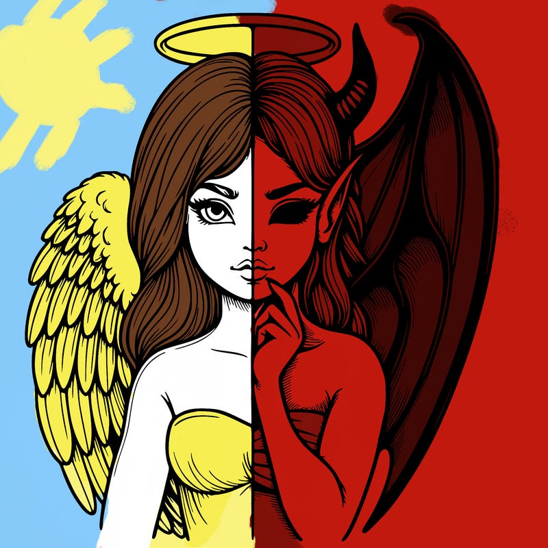 realistic angel half demon