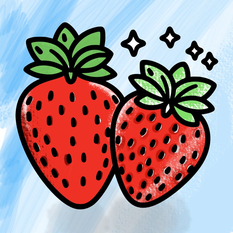 strawberry, line art simple