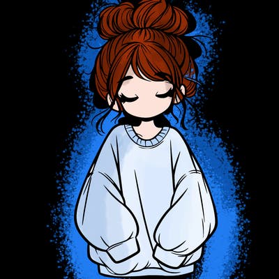 girl with baggy sweatshirt and messy bun