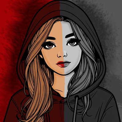 realistic girl with a hoodie