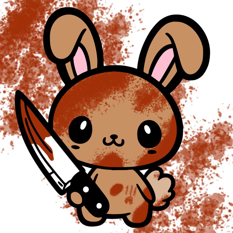 cute bunny holding a knife halloween