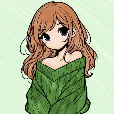 shy pretty girl wearing a sweater that is falling off one shoulder portrait