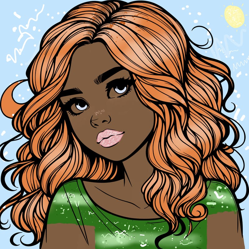 realistic girl with wavy hair on her hair