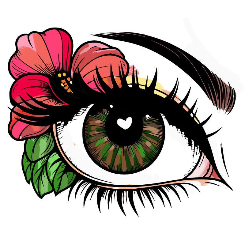 realistic eye with flower