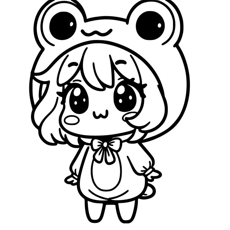 a girl wearing a frog costume