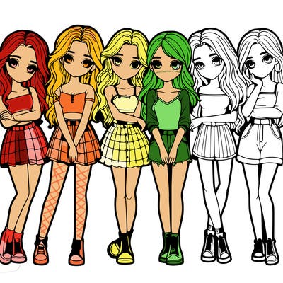 a group of girls realistic