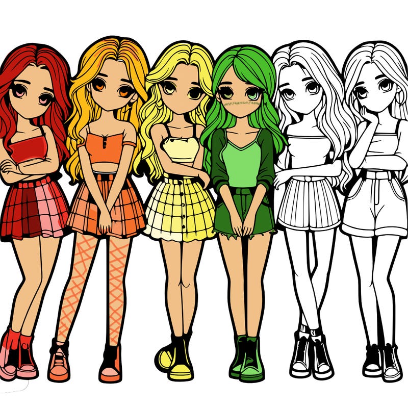 a group of girls realistic