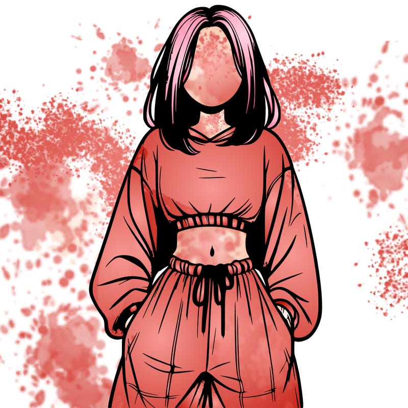 realistic girl faceless with baggy pants and a crop top