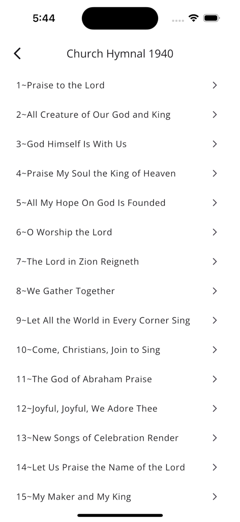 Hymnal Adventist - List of hymns from the 1940 Church Hymnal in the Hymnal Adventist app