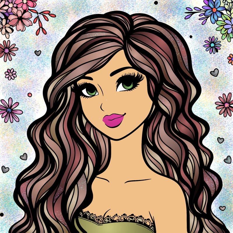 pretty woman with long wavy hair