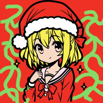 anime girl wearing a santa hat