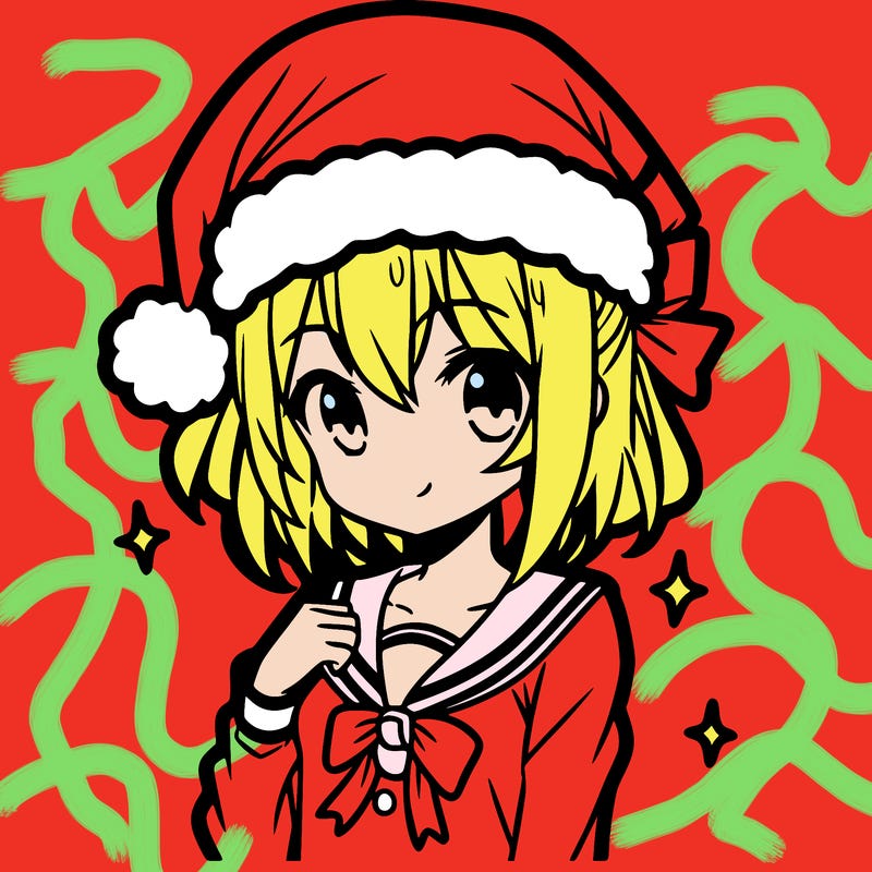 anime girl wearing a santa hat