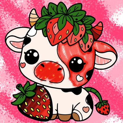 cute strawberry cow