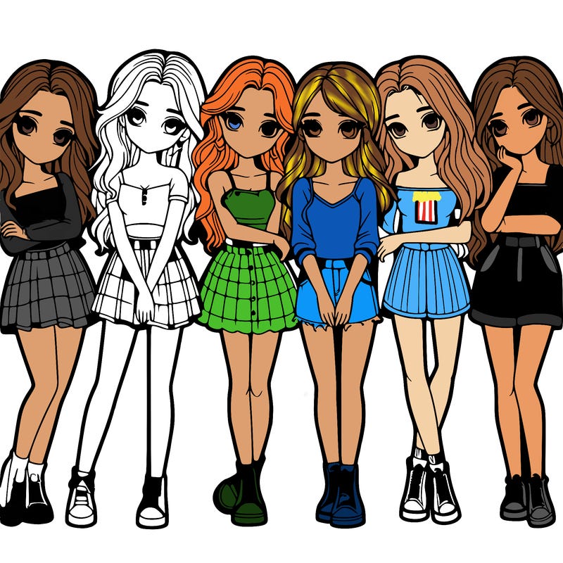 a group of girls realistic