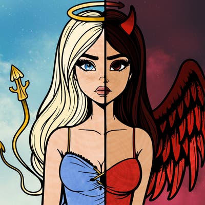 devil vs angel realistic girl