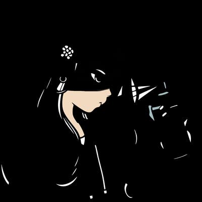 a realistic girl spray painting