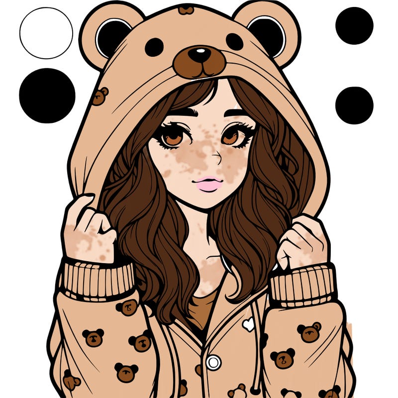 realistic girl in a animal pjs hoodie