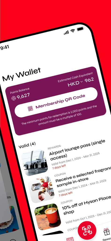 DFS CIRCLE - DFS CIRCLE app interface showing the My Wallet section with points balance and available luxury rewards