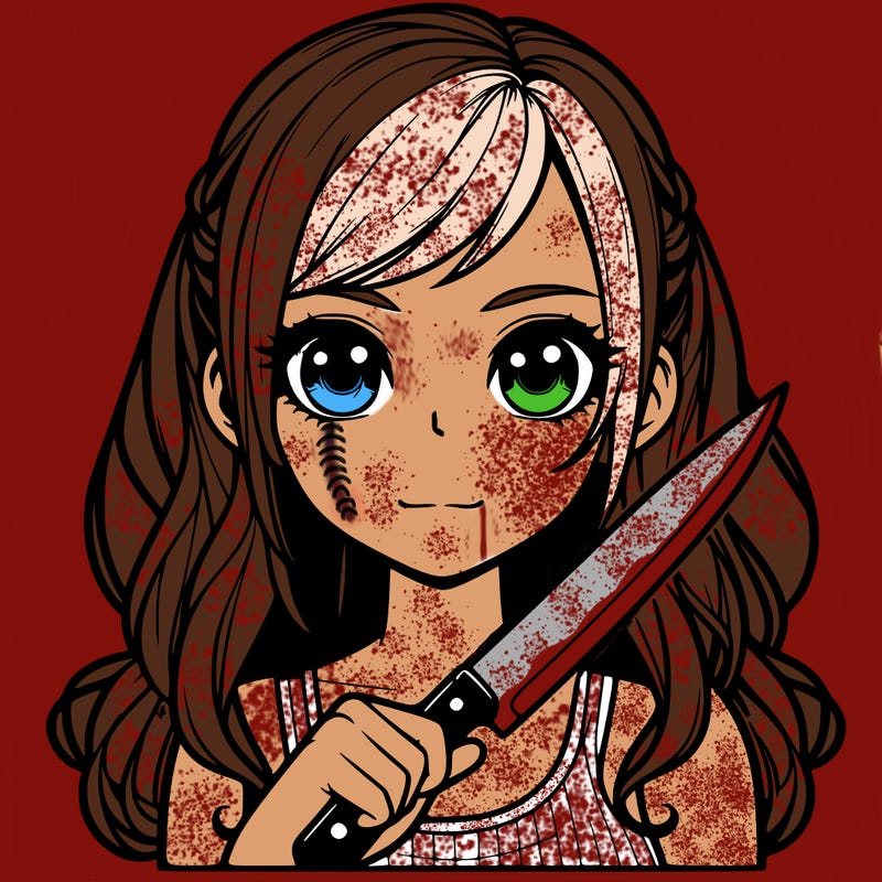 realistic girl holding a knife