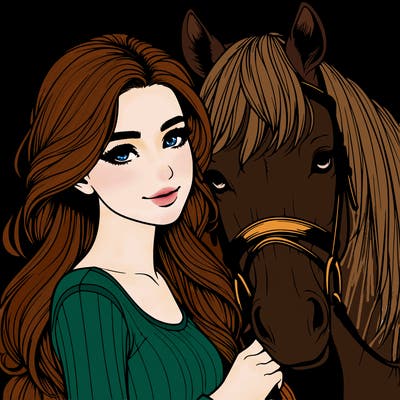 realistic girl with horse