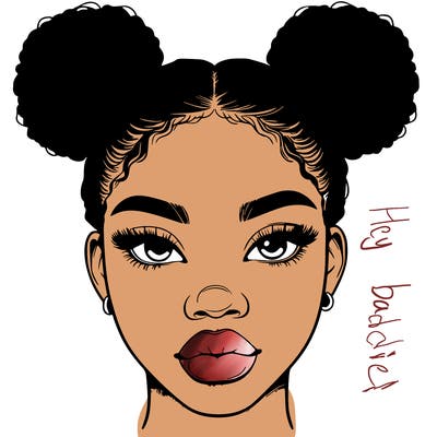 realistic black woman with two buns