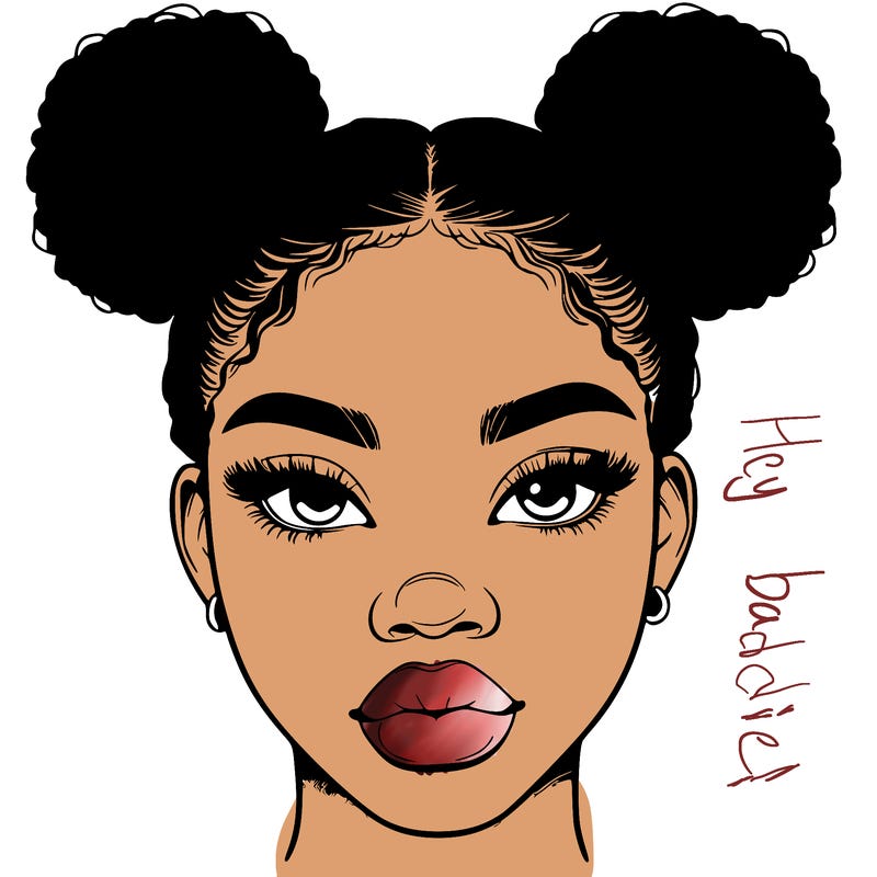realistic black woman with two buns