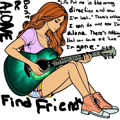 realistic woman play guitar