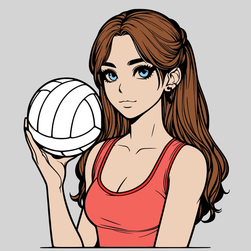 realistic girl  with volleyball
