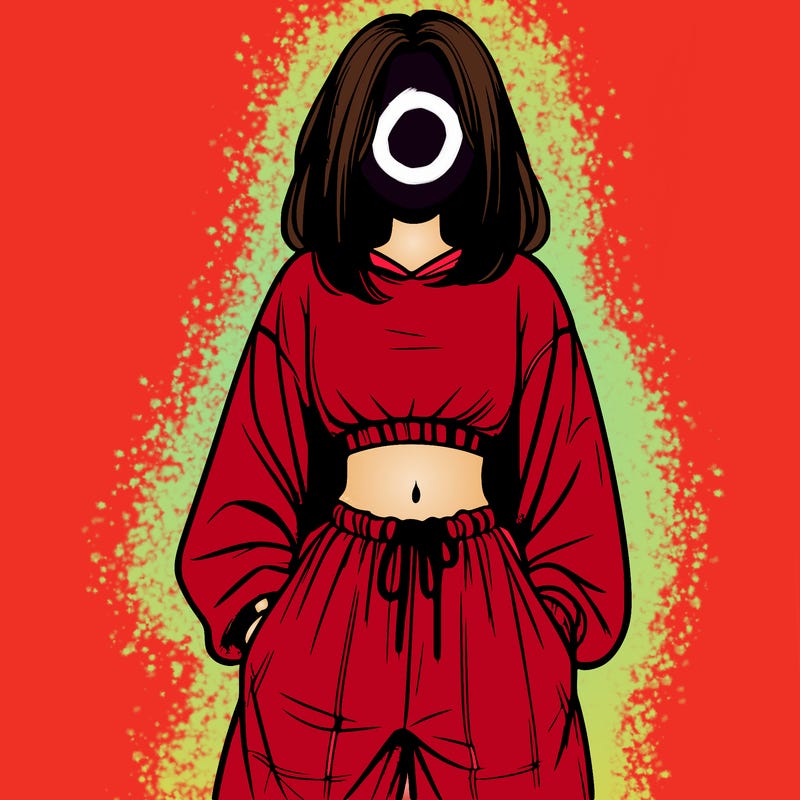 realistic girl faceless with baggy pants and a crop top