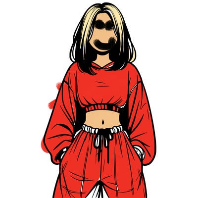 realistic girl faceless with baggy pants and a crop top