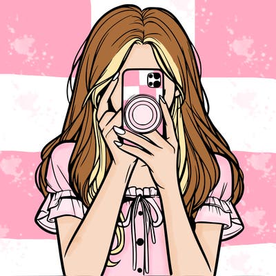 a realistic girl holding her phone taking pictures
