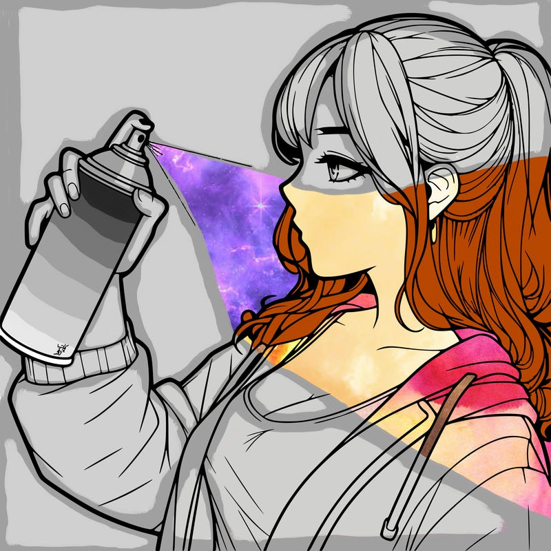 a realistic girl spray, painting