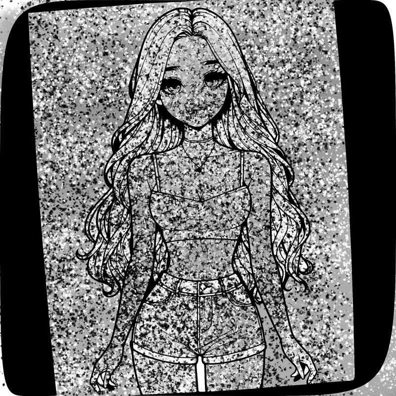 a realistic girl with long hair and in a crop top and shprts