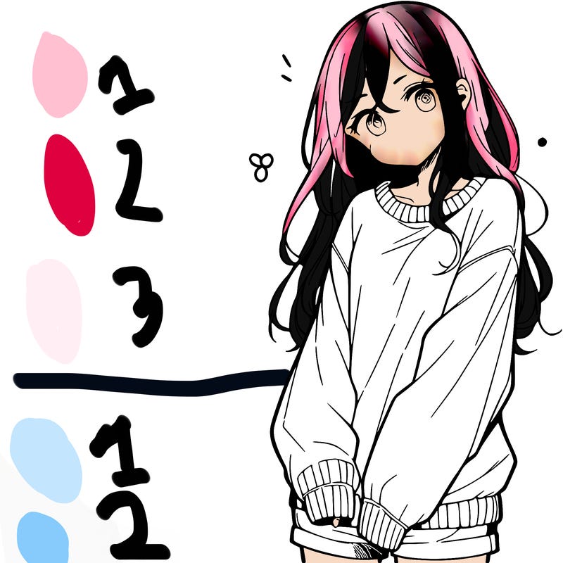 manga teen girl  in a sweater and baggy pants