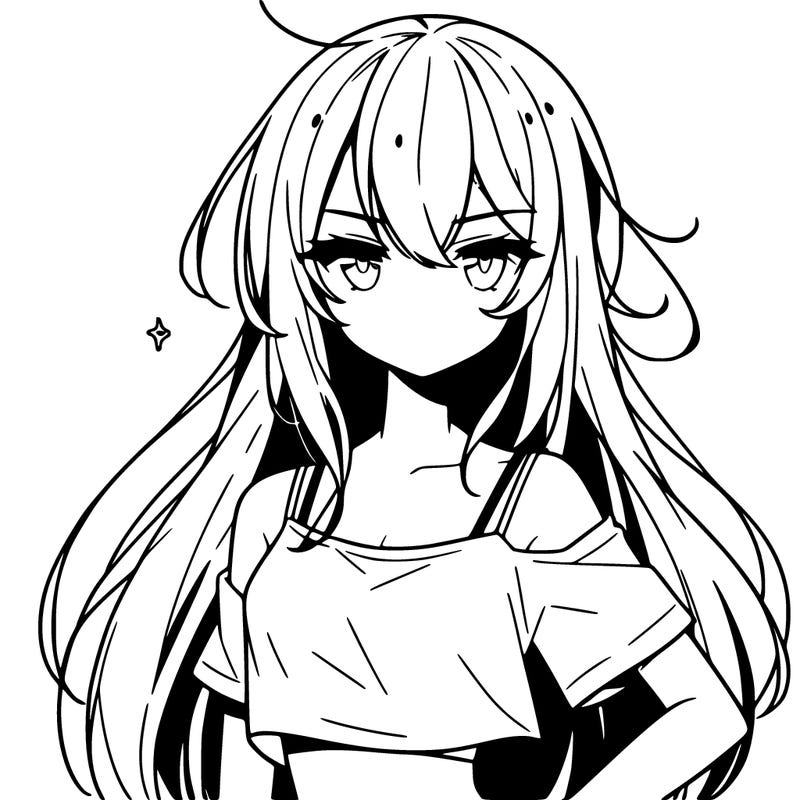 a cool anime girl with a crop top with long hair