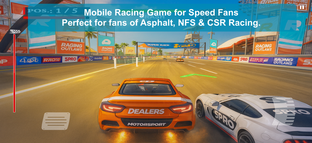 Racing Outlaws - Drag Car Race - Two sports cars racing side by side on a track in the game Racing Outlaws