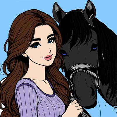 realistic girl with horse