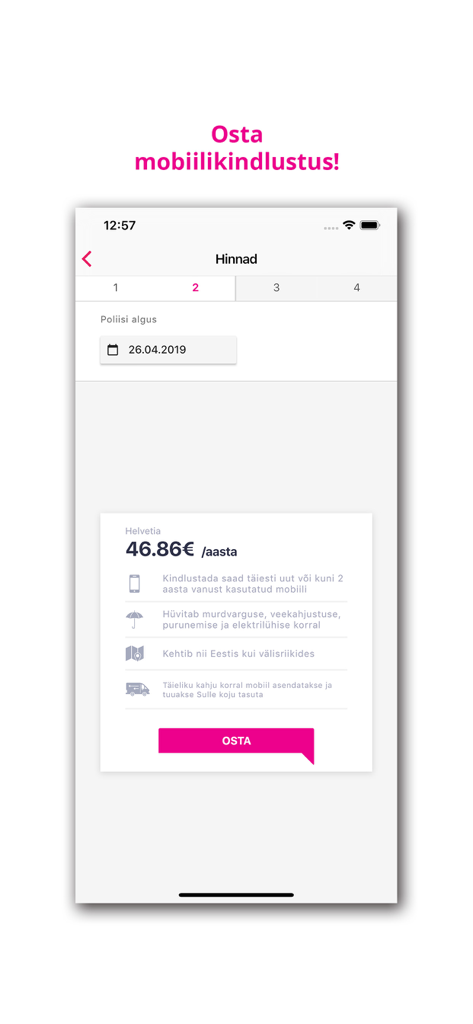 IIZI - IIZI app screen displaying a mobile insurance quote and price details