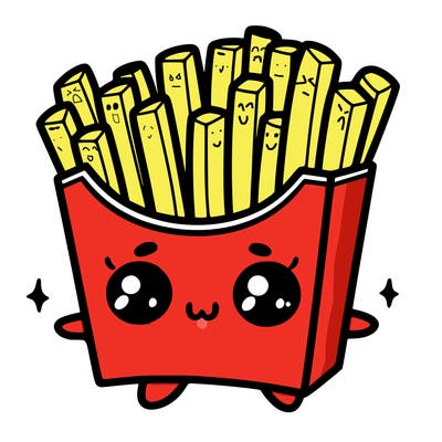 a cute. french fries