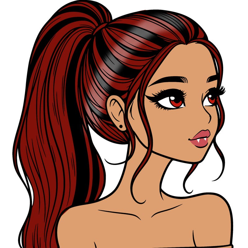 a beautiful and realistic girl with a high pony tail