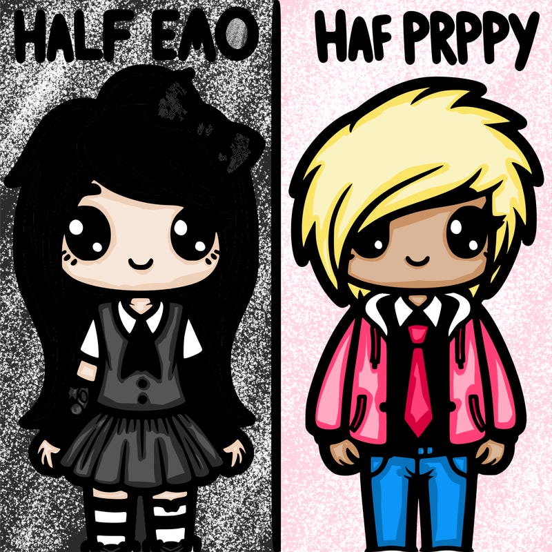half emo half preppy