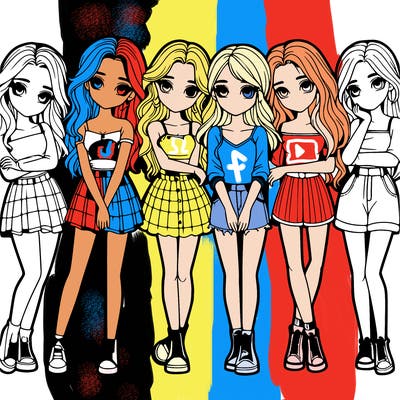 a group of girls realistic