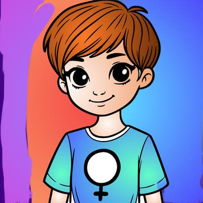 girl with pixie cut and feminist shirt